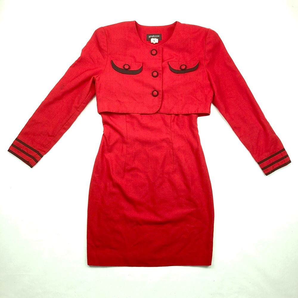 VINTAGE Red Stephanie Erin Dress size 8 from 80s
